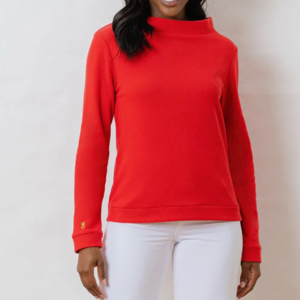 Dudley Stephens Red Boatneck Top in Red Terry Fleece Large